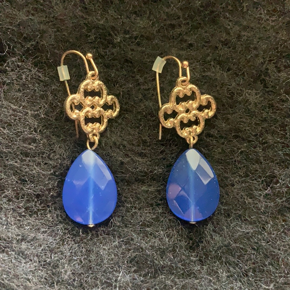 Blue and gold earrings